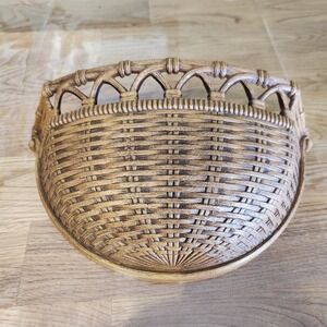 Vintage Syroco Wall Basket Planter MCM Homco 6054 Faux Wood Decor